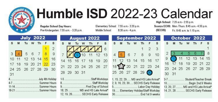 2023 2024 Humble ISD District Calendar Teaching Learning