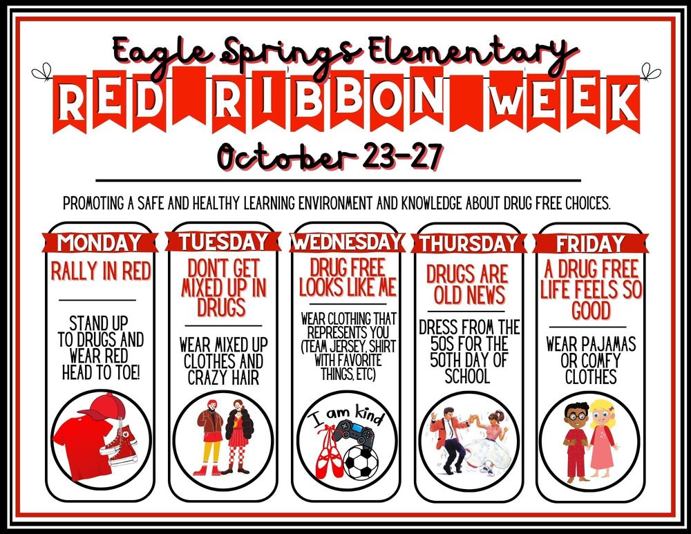 Red Ribbon Week October 2327 Eagle Springs Elementary